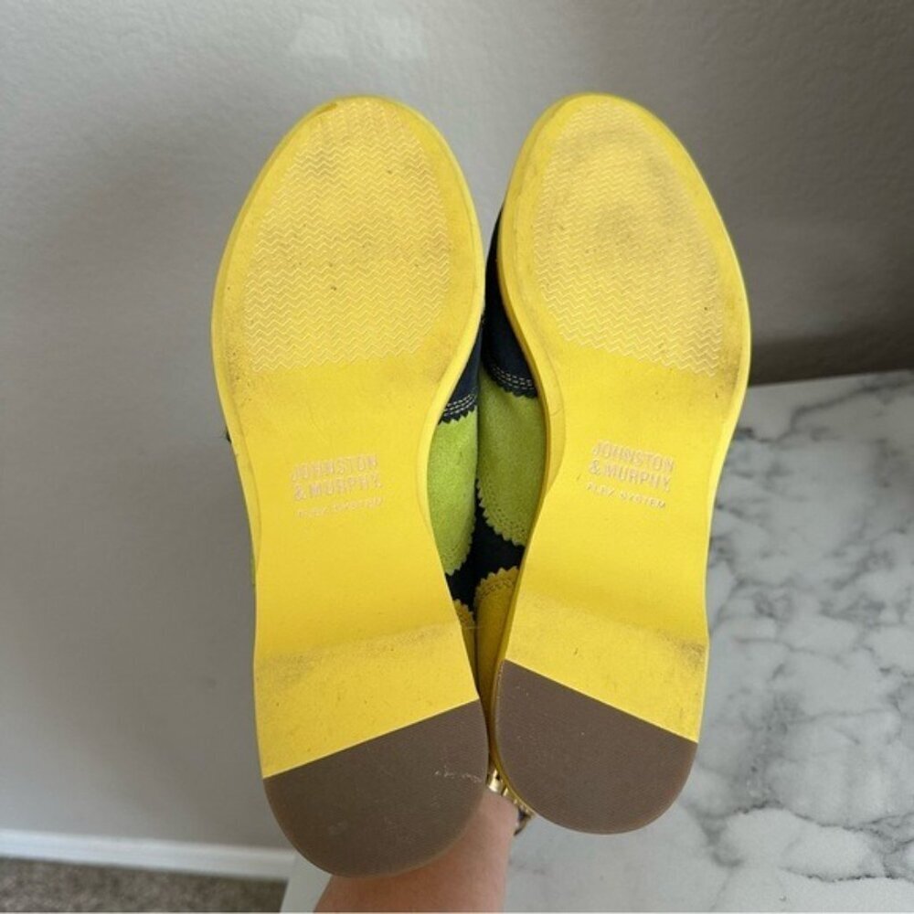 Johnston & Murphy Ladies Derby Oxford Shoes Blue Yellow Lime Green Suede Size 7 - Picture 8 of 12